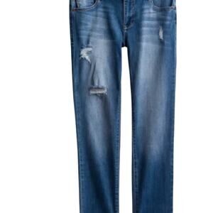 1822 Denim Bertina Side Slit Distressed Skinny Jean, Indigo, Size 6